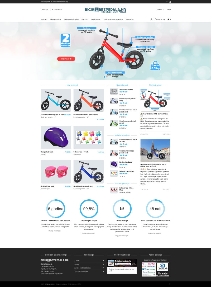 Bicikl bez pedala - reszponzív WooCommerce weboldal