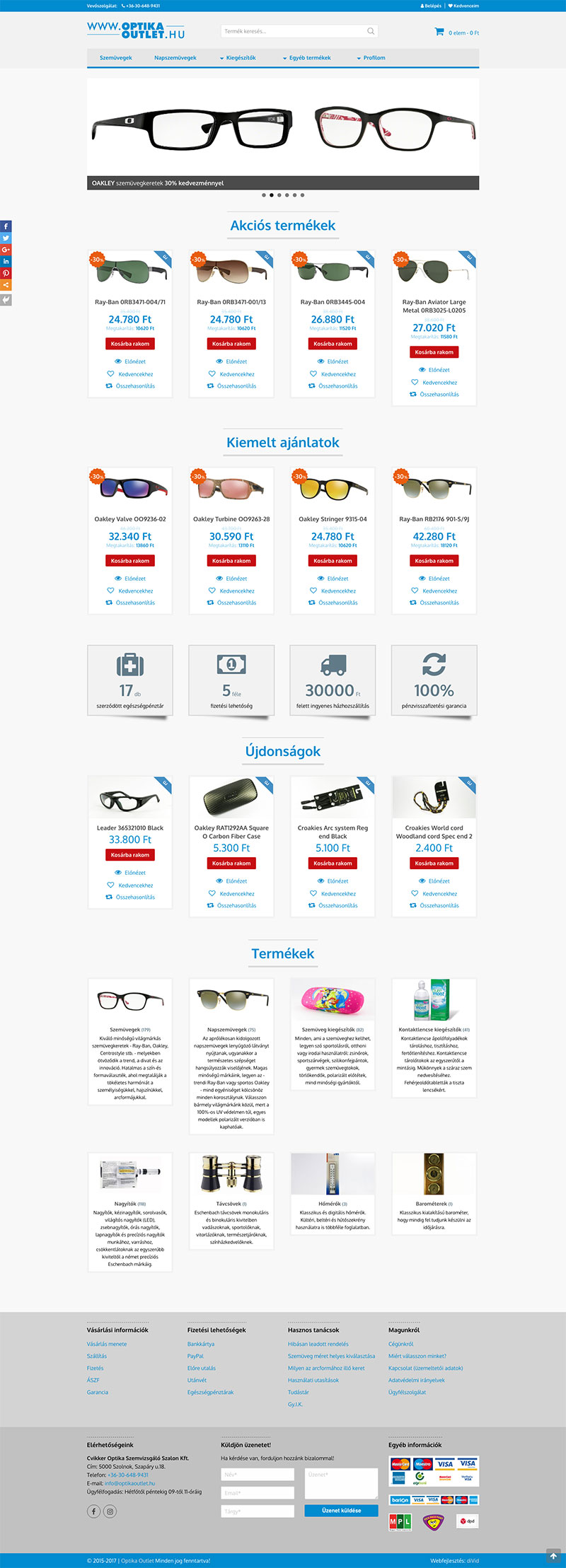 Optika Outlet - reszponzív WooCommerce webshop